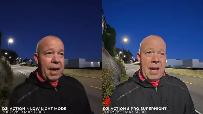 The SuperNight mode (right) produces great performance in low light situations