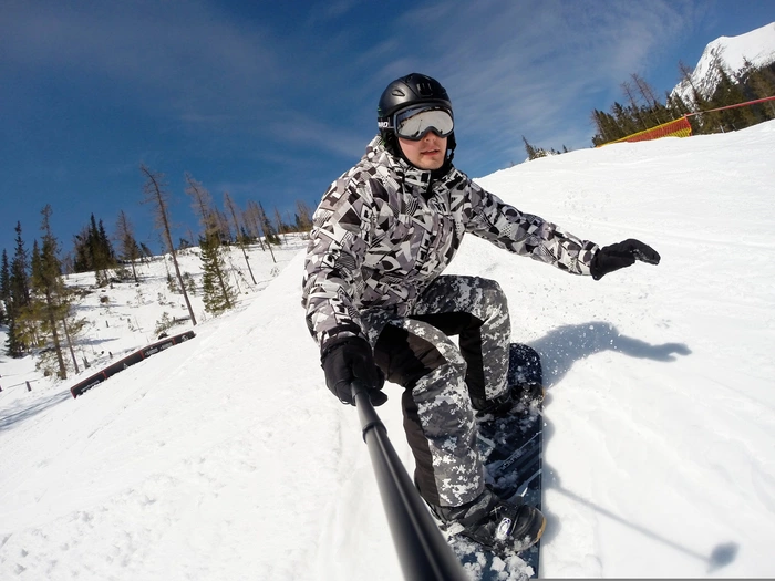 The GoPro Hero (2024) is lightweight and works great on a selfie stick.